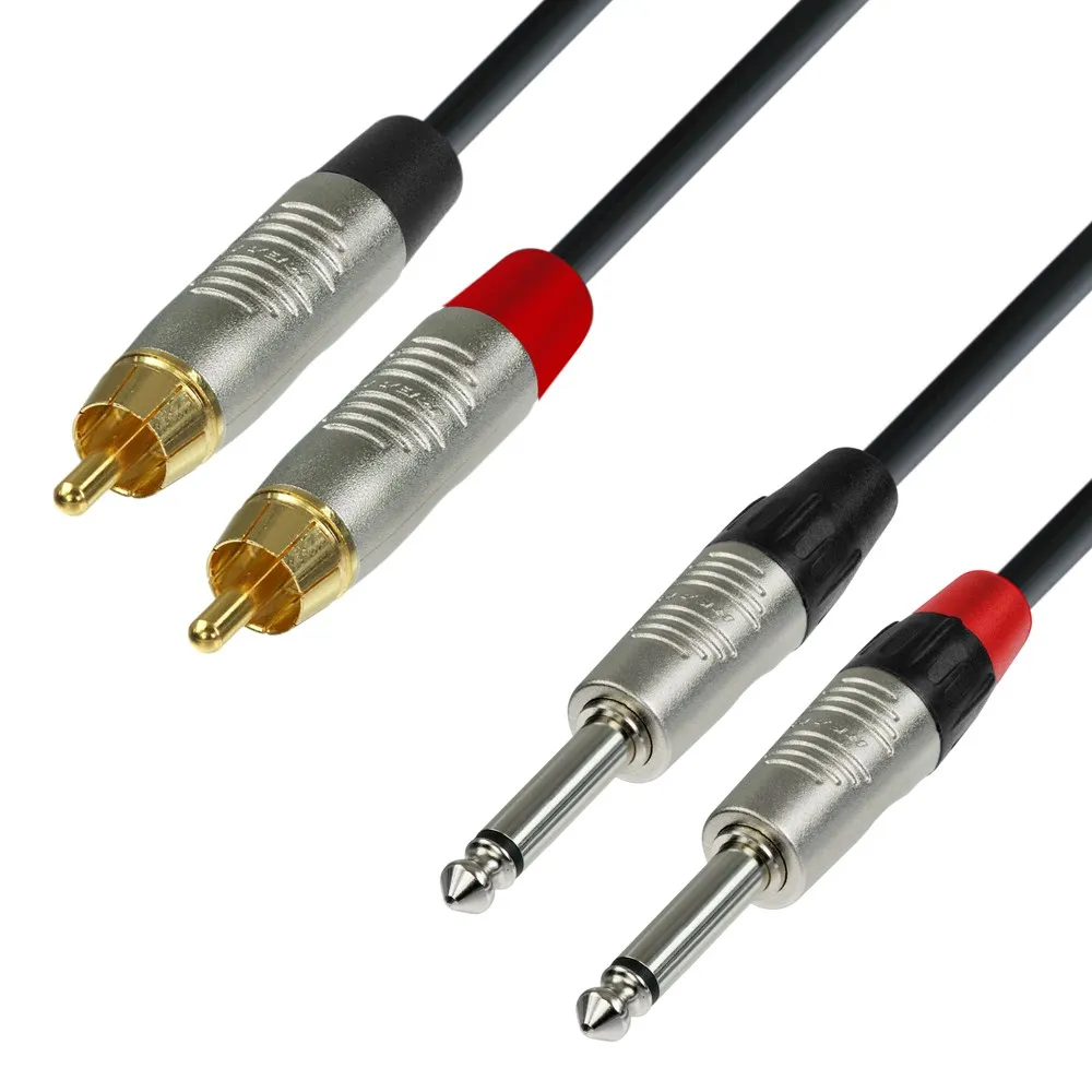 Adam Hall Cables 4 STAR TPC 0600 - Twin Kabel | Rean® 2 Klinke TS x 2 Cinch | 6 m