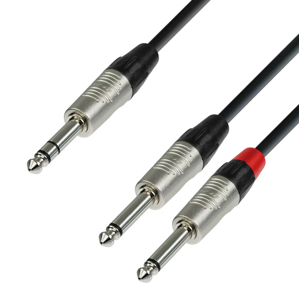 Adam Hall Cables 4 STAR YVPP 0090 - Y-Kabel | Rean® 2 Klinke TS x Klinke TRS | 0,9 m
