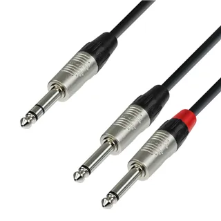 Adam Hall Cables 4 STAR YVPP 0150 - Y-Kabel | Rean® 2 Klinke TS x Klinke TRS | 1,5 m