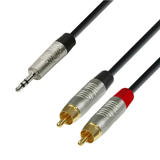 Adam Hall Cables 4 STAR YWCC 0300 - Y-Kabel | Rean® 2 Cinch x Miniklinke TRS | 3 m