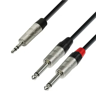 Adam Hall Cables 4 STAR YWPP 0090 - Y-Kabel | Rean® 2 Klinke TS x Miniklinke TRS | 0,9 m