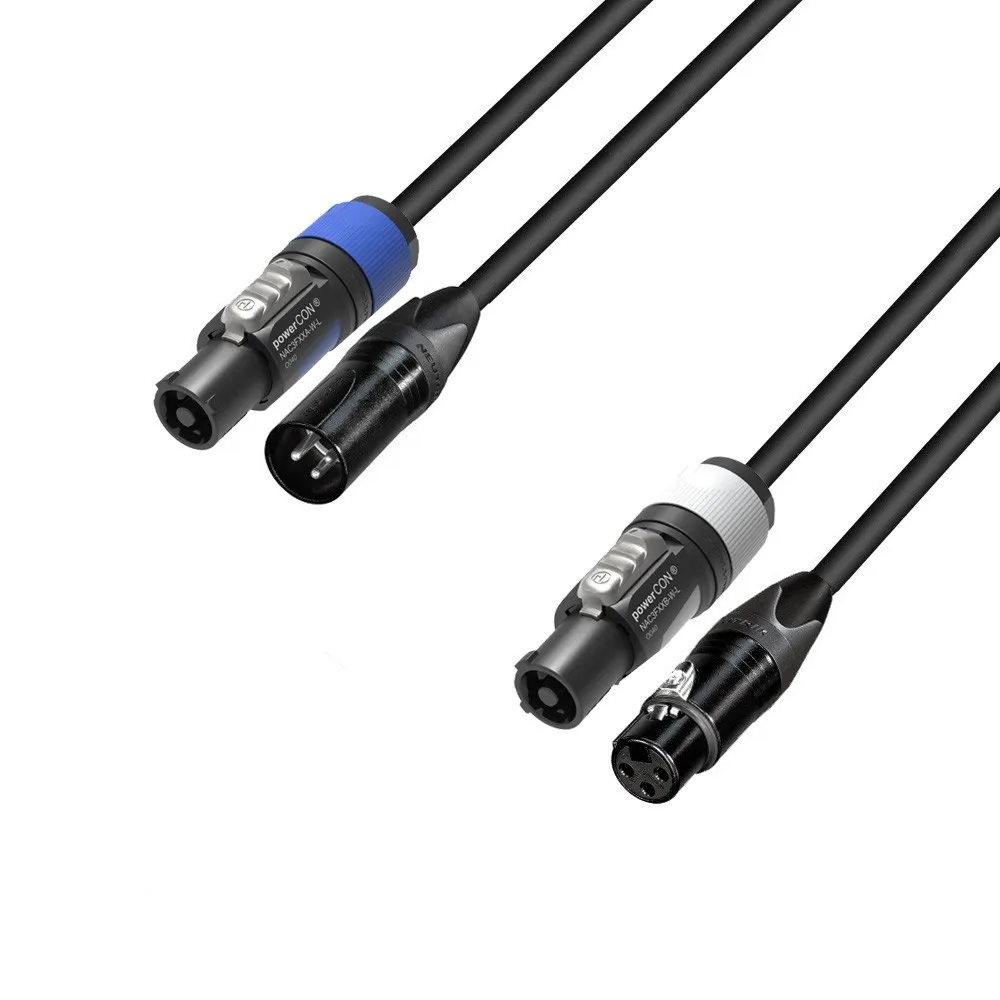 Adam Hall Cables 5 STAR H PCON A 0150 - Hybridkabel | Audio Neutrik® XLR x powerCON® | 1,5 m