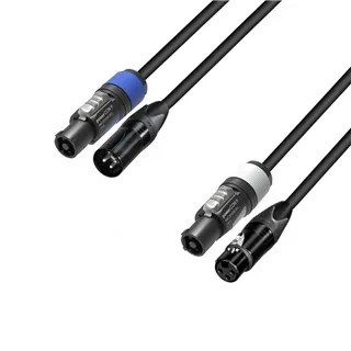 Adam Hall Cables 5 STAR H PCON A 0500 - Hybridkabel | Audio Neutrik® XLR x powerCON® | 5 m