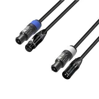 Adam Hall Cables 5 STAR H PCON D 0300 - Hybridkabel | DMX Neutrik® 3-Pol XLR x powerCON® | 3 m