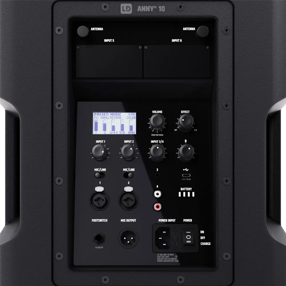 LD Systems ANNY® 10 - 10" Mobiler Bluetooth® PA-Lautsprecher mit Akku und Mixer