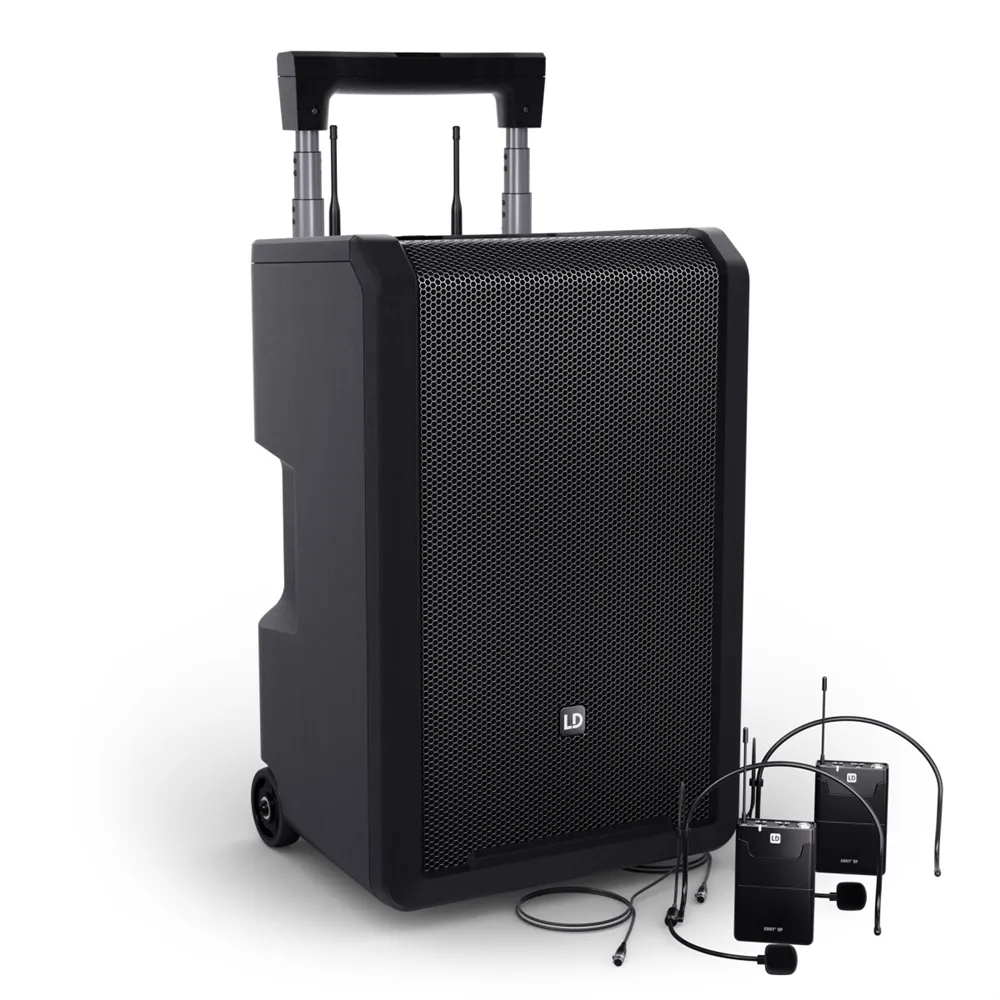 LD Systems ANNY® 10 BPH 2 B5 - 10" Mobiler Bluetooth® PA-Lautsprecher mit Akku, Mixer und 2x Headset-Mikrofon