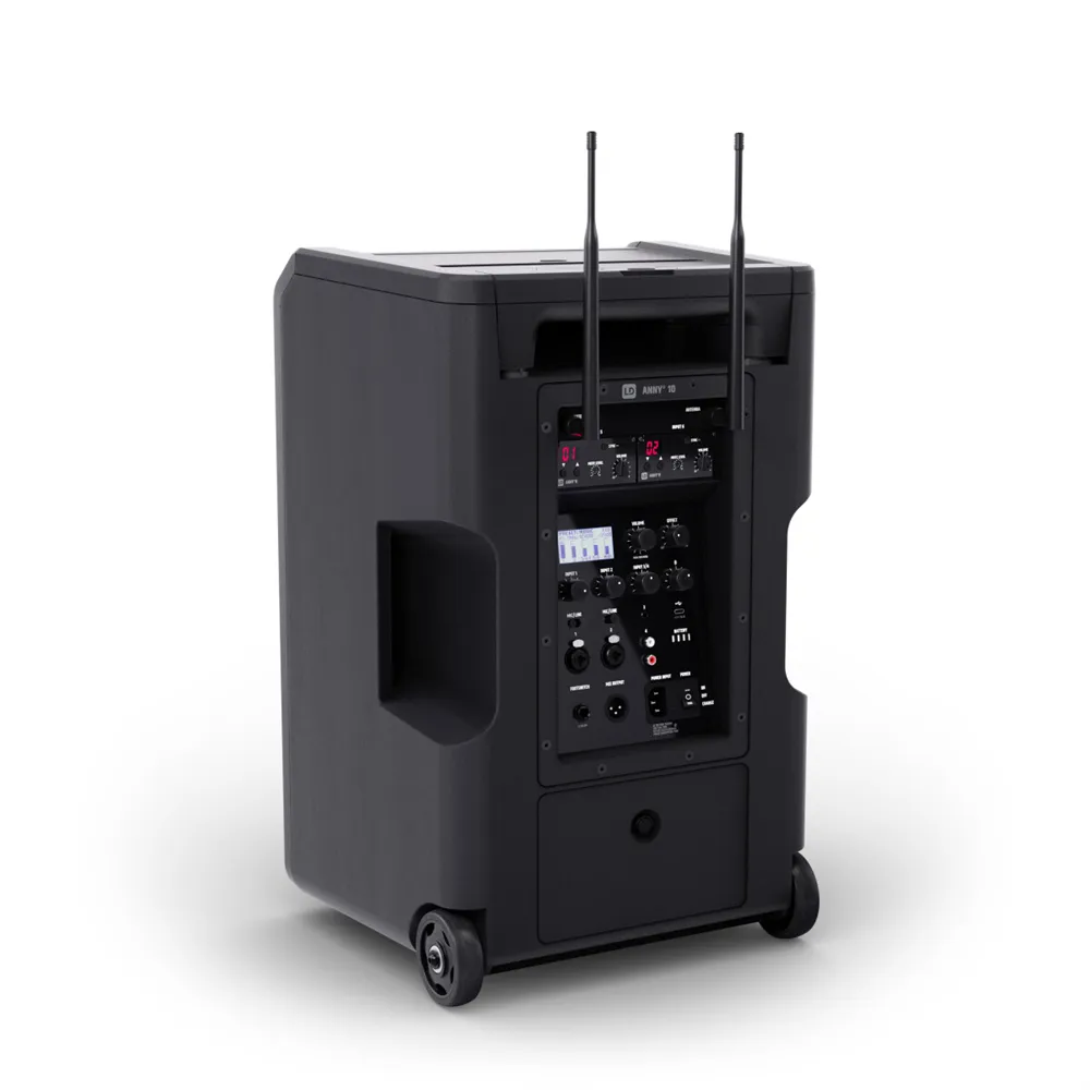 LD Systems ANNY® 10 HHD 2 B5 - 10" Mobiler Bluetooth® PA-Lautsprecher mit Akku, Mixer und 2x Funkmikrofon