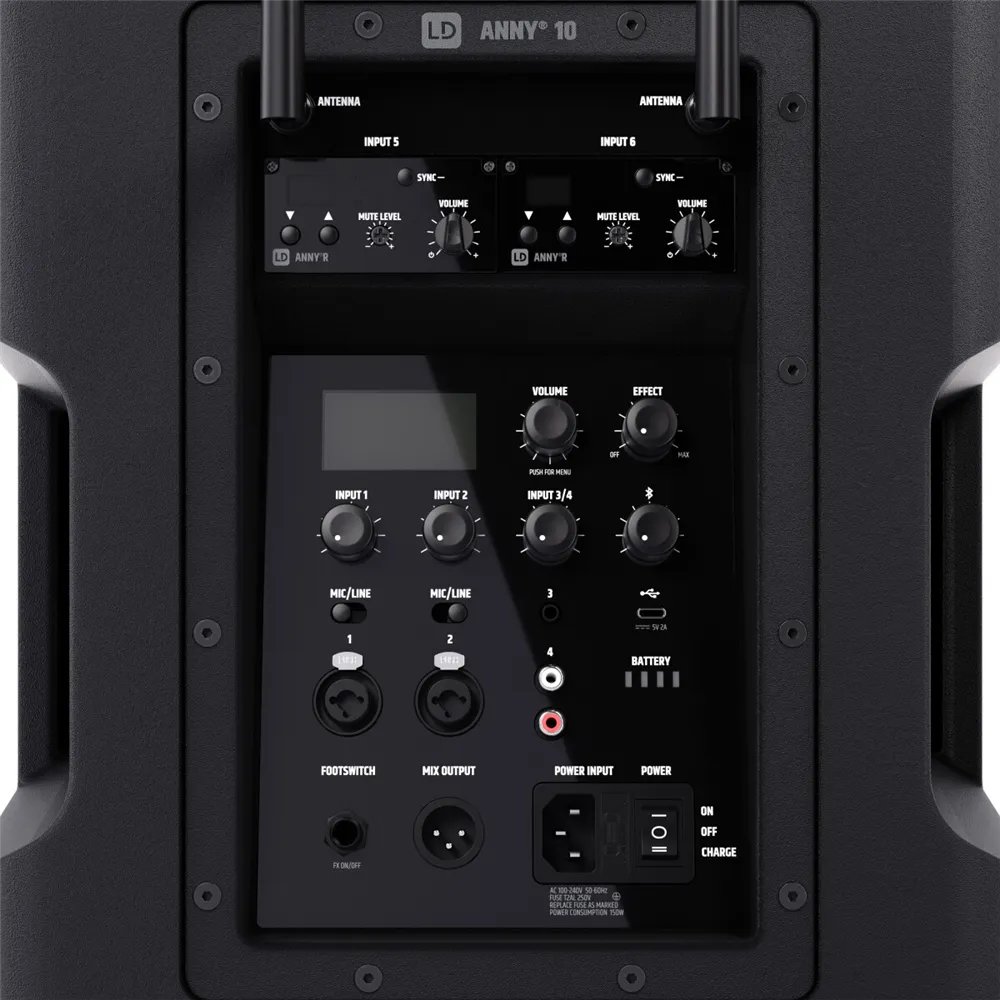 LD Systems ANNY® 10 HHD 2 B5 - 10" Mobiler Bluetooth® PA-Lautsprecher mit Akku, Mixer und 2x Funkmikrofon
