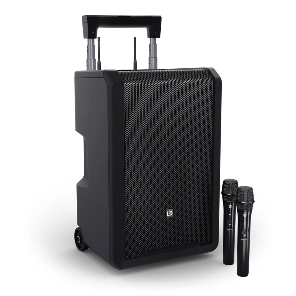 LD Systems ANNY® 10 HHD 2 B8 - 10" Mobiler Bluetooth® PA-Lautsprecher mit Akku, Mixer und 2x Funkmikrofon