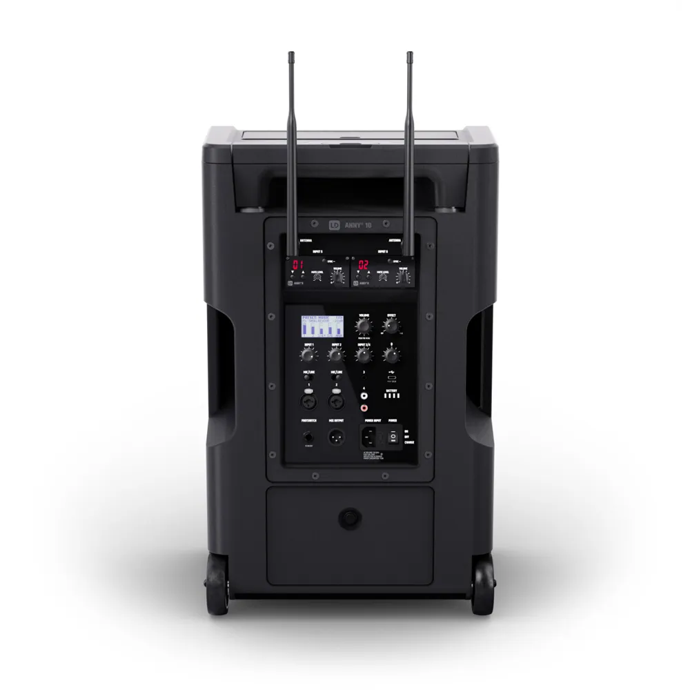 LD Systems ANNY® 10 HHD 2 B8 - 10" Mobiler Bluetooth® PA-Lautsprecher mit Akku, Mixer und 2x Funkmikrofon