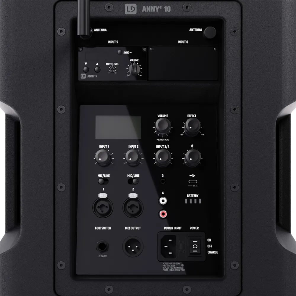 LD Systems ANNY® 10 HHD B8 - 10" Mobiler Bluetooth® PA-Lautsprecher mit Akku, Mixer und 1x Funkmikrofon