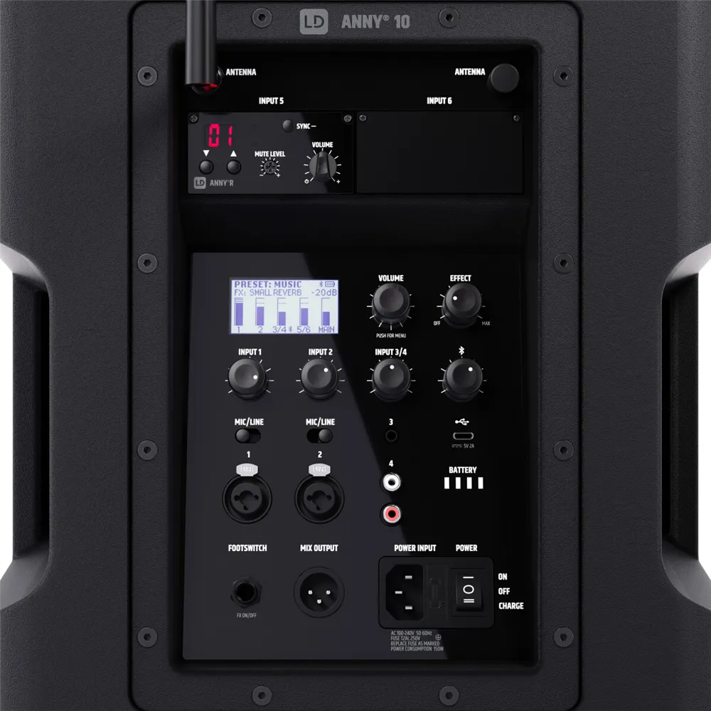 LD Systems ANNY® 10 HHD B8 - 10" Mobiler Bluetooth® PA-Lautsprecher mit Akku, Mixer und 1x Funkmikrofon