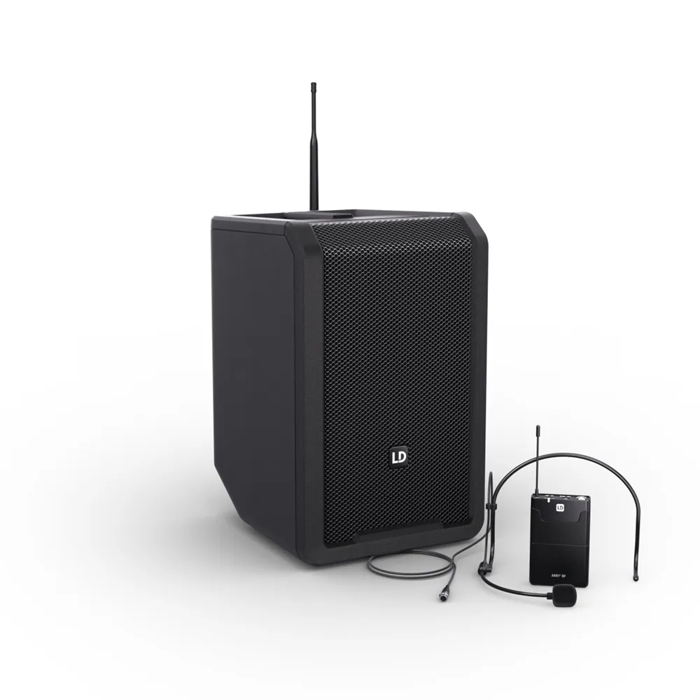 LD Systems ANNY® 8 BPH B6 - Tragbarer Bluetooth® PA-Lautsprecher mit Akku, Mixer und 1x Headset-Mikrofon