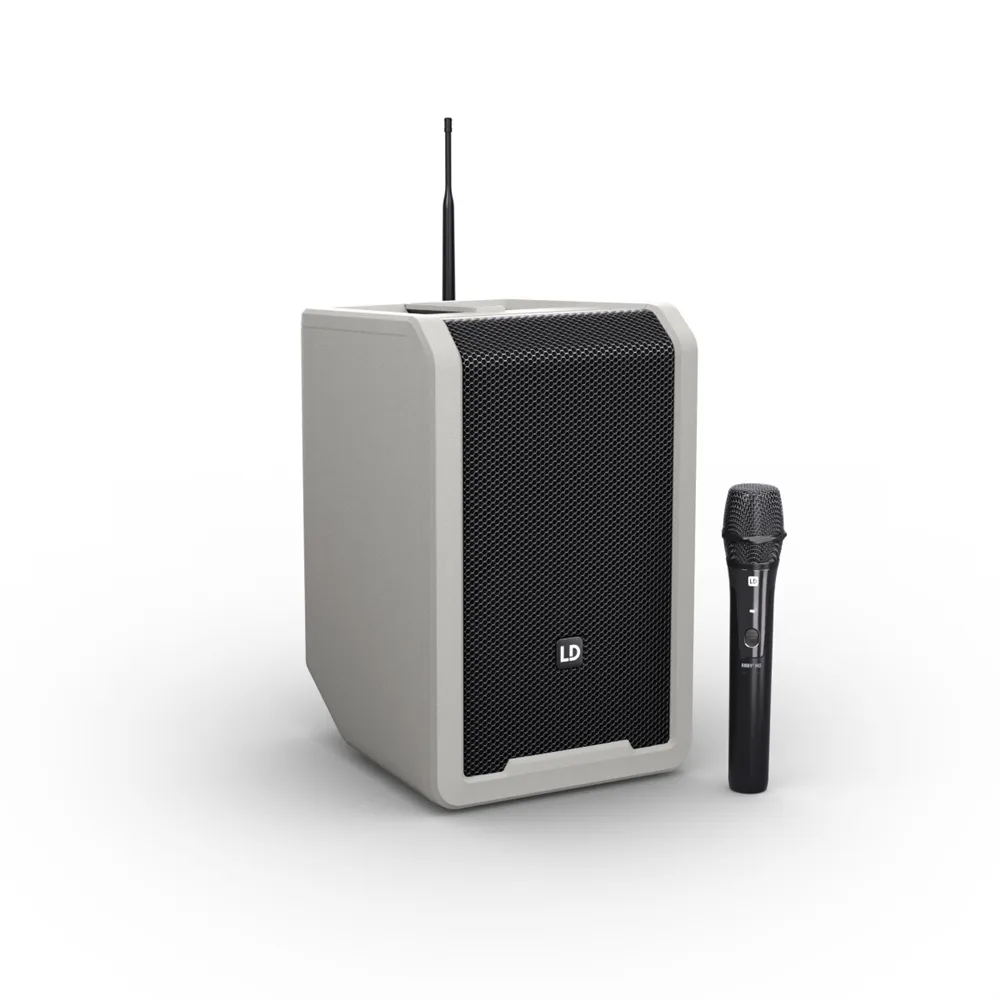 LD Systems ANNY® 8 HHD B8 G - Tragbarer Bluetooth® PA-Lautsprecher mit Akku , Mixer und 1x Funkmikrofon, Urban Grey