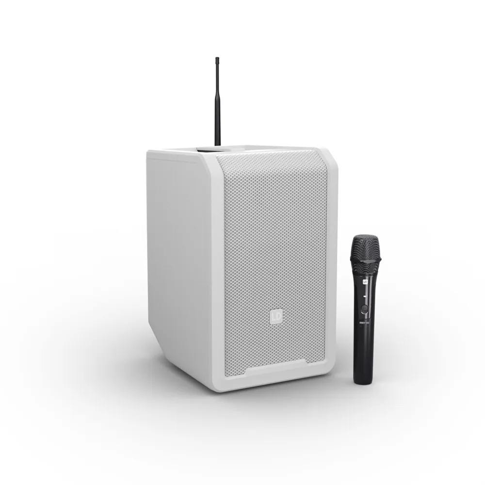 LD Systems ANNY® 8 HHD B8 W - Tragbarer Bluetooth® PA-Lautsprecher mit Akku, Mixer und 1x Funkmikrofon, Pure White