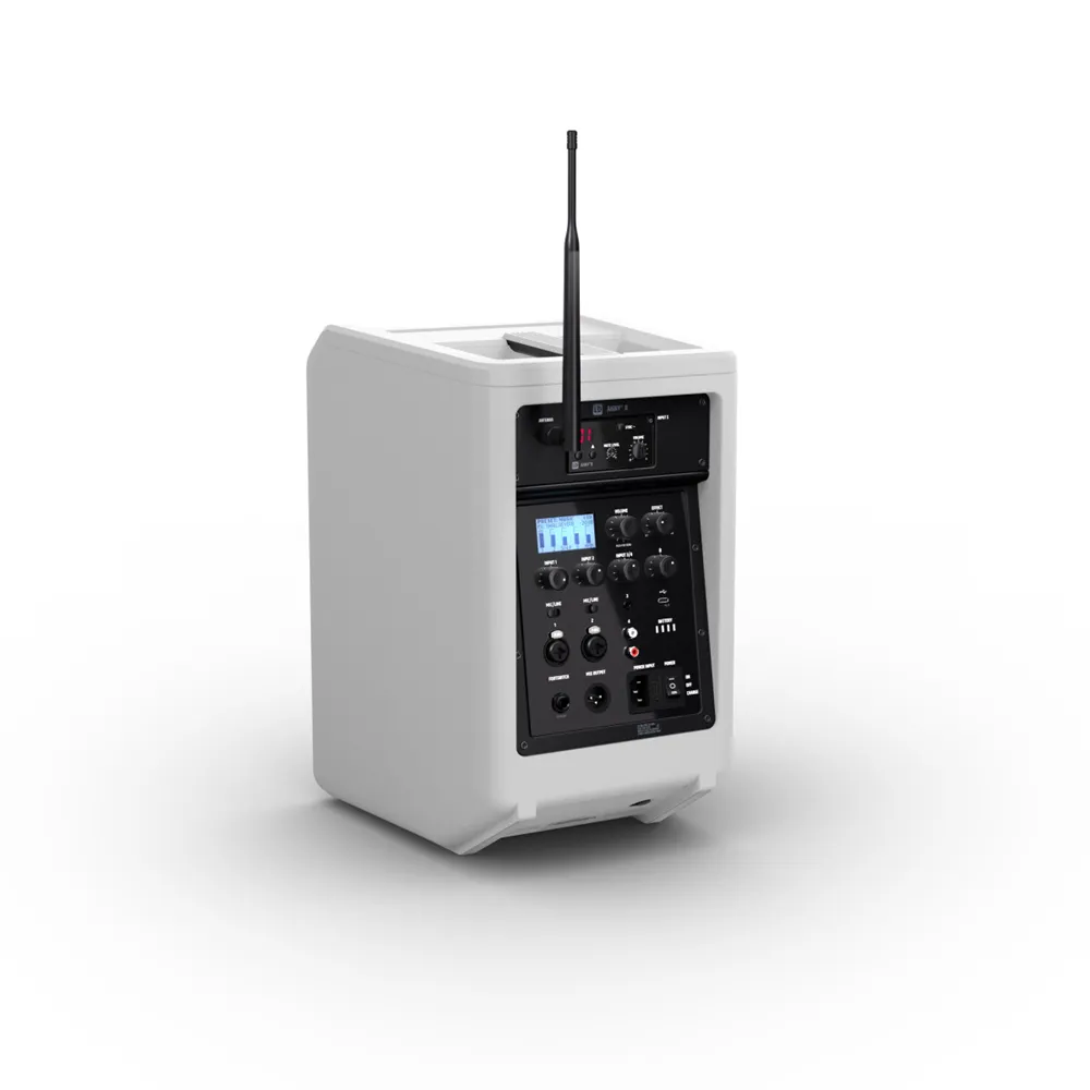 LD Systems ANNY® 8 HHD B8 W - Tragbarer Bluetooth® PA-Lautsprecher mit Akku, Mixer und 1x Funkmikrofon, Pure White