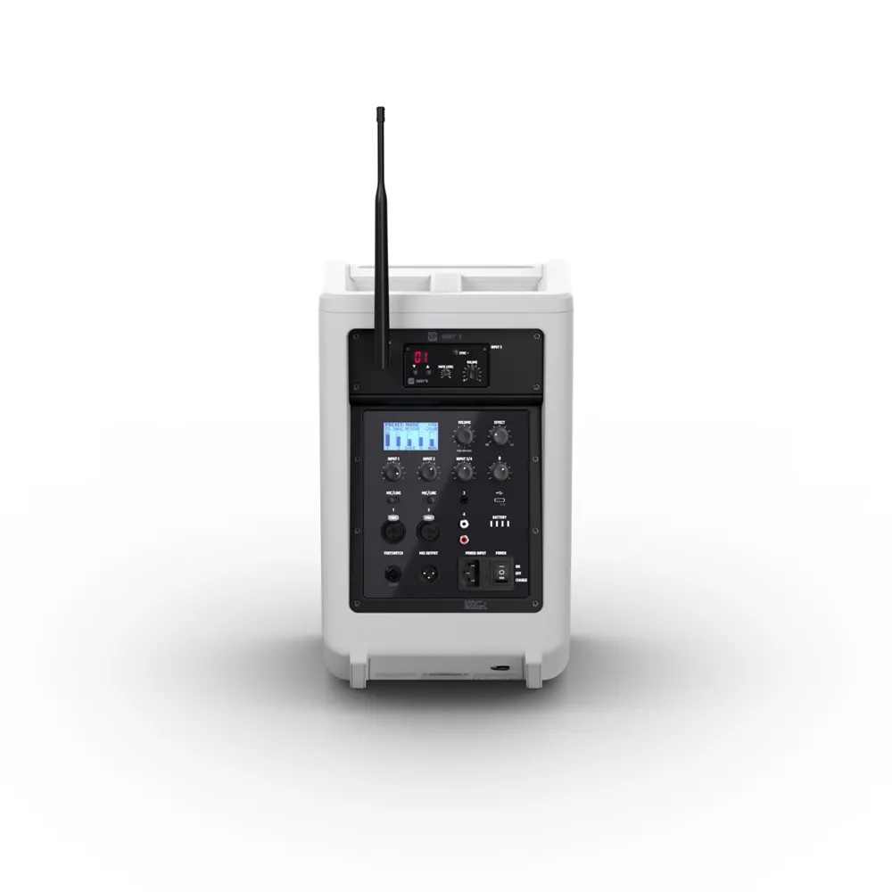 LD Systems ANNY® 8 HHD B8 W - Tragbarer Bluetooth® PA-Lautsprecher mit Akku, Mixer und 1x Funkmikrofon, Pure White