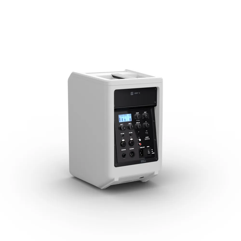 LD Systems ANNY® 8 W - Tragbarer Bluetooth® PA-Lautsprecher mit Akku und Mixer, Pure White