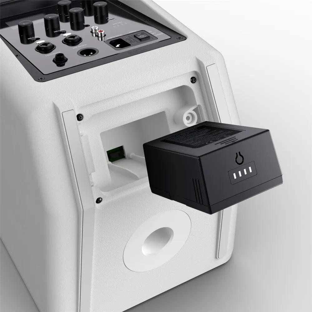LD Systems ANNY® 8 W - Tragbarer Bluetooth® PA-Lautsprecher mit Akku und Mixer, Pure White