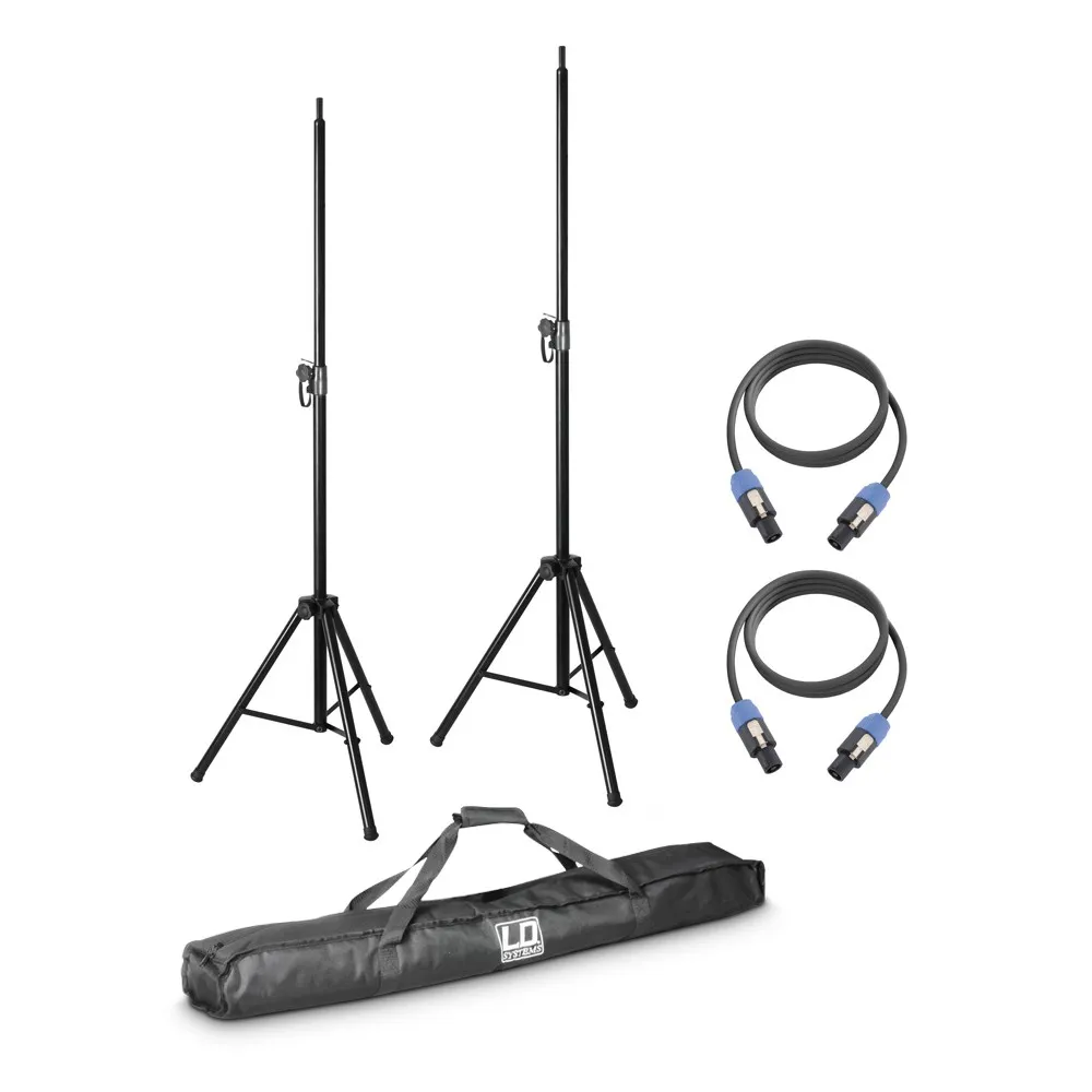 LD Systems DAVE 8 SET 2 - 2 x Lautsprecher Stativ mit Transporttasche + 2 Lautsprecherkabel 5 m für DAVE 8 Systeme