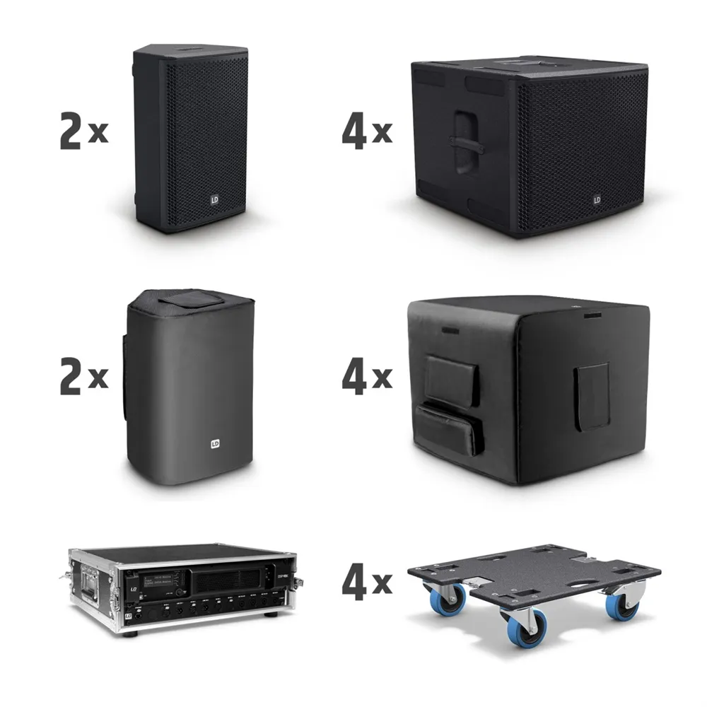 LD Systems STINGER G3 IMPACT SET - 2 x 15" Passiv-PA-Lautsprecher + 4 x 18" Passiv-Subwoofer + Endstufen-Rack