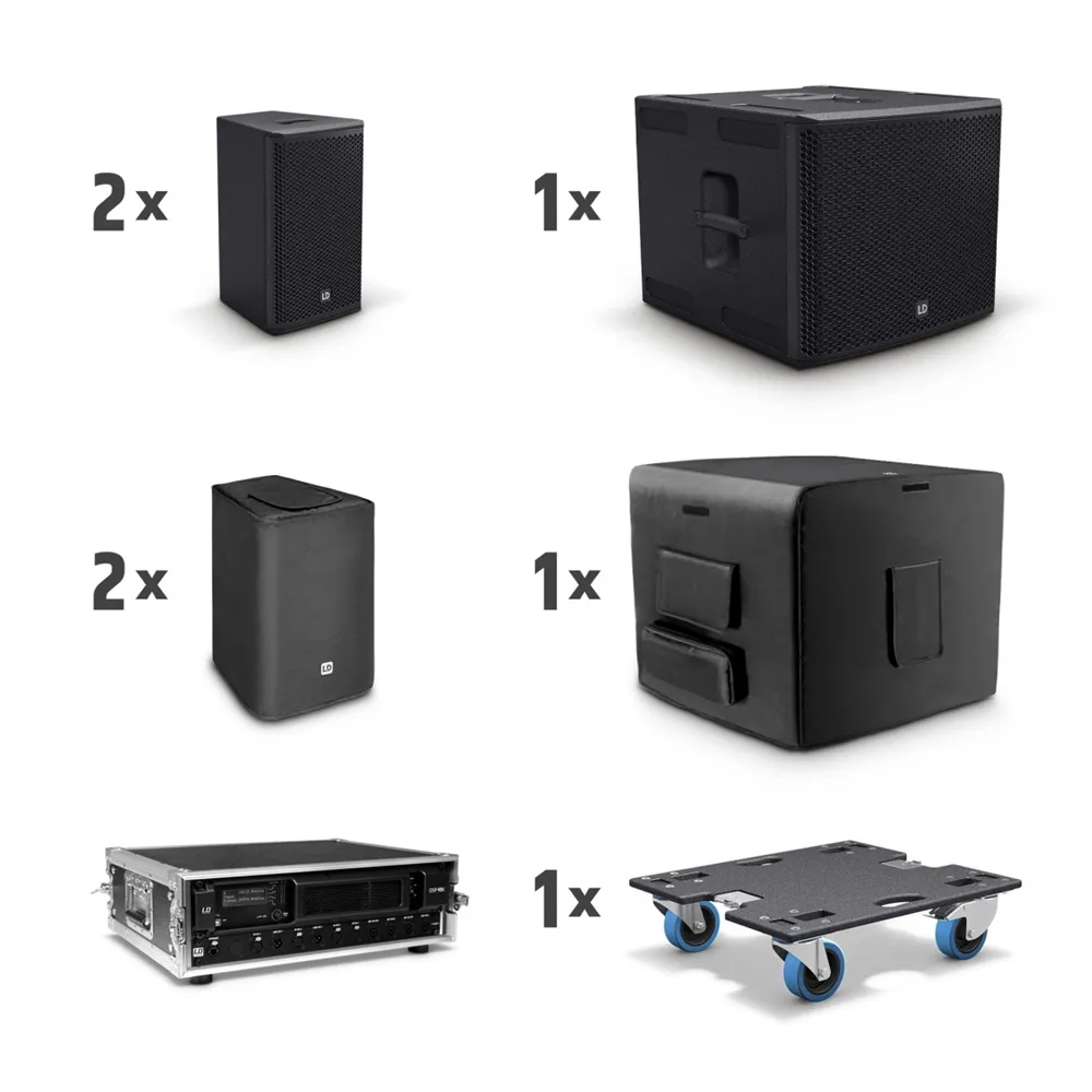 LD Systems STINGER G3 LOUNGE SET - 2 x 8" Passiv-PA-Lautsprecher + 1 x 15" Passiv-Subwoofer + Endstufen-Rack