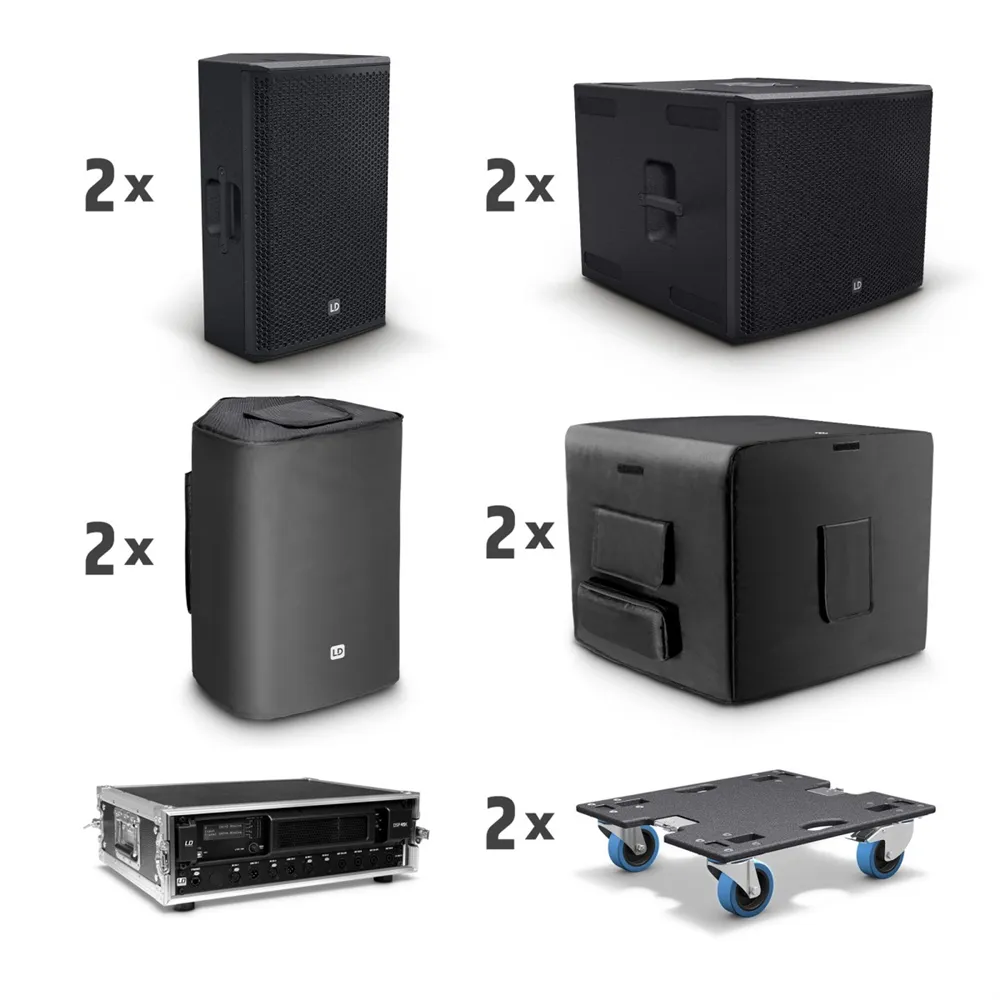 LD Systems STINGER G3 POWER SET - 2 x 12" Passiv-PA-Lautsprecher + 2 x 18" Passiv-Subwoofer + Endstufen-Rack