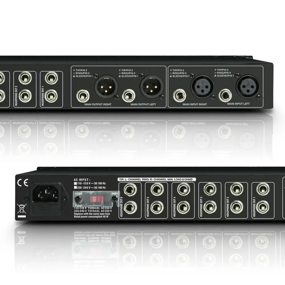 LD Systems HPA 6 - 19" Kopfhörerverstärker 6 Kanal