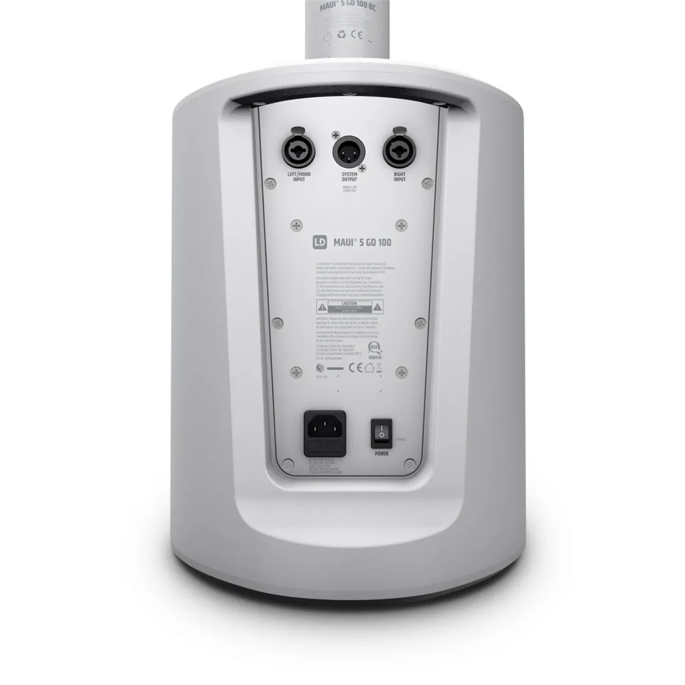 LD Systems MAUI® 5 GO 100 W - Ultraportables akkubetriebenes Säulen-PA-System weiß - 3200 mAh Version