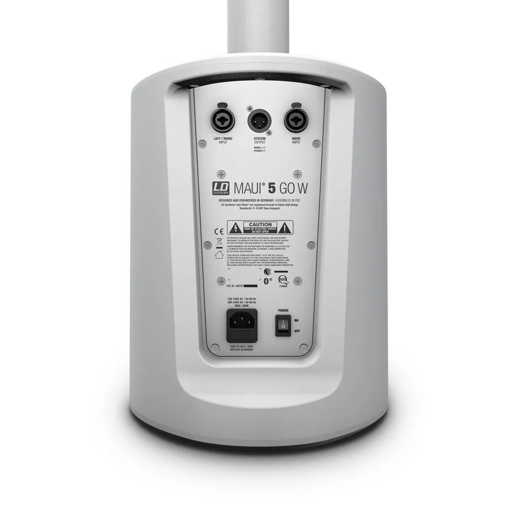 LD Systems MAUI 5 GO W - Ultra portables akkubetriebenes Säulen PA System weiß - 5200 mAh