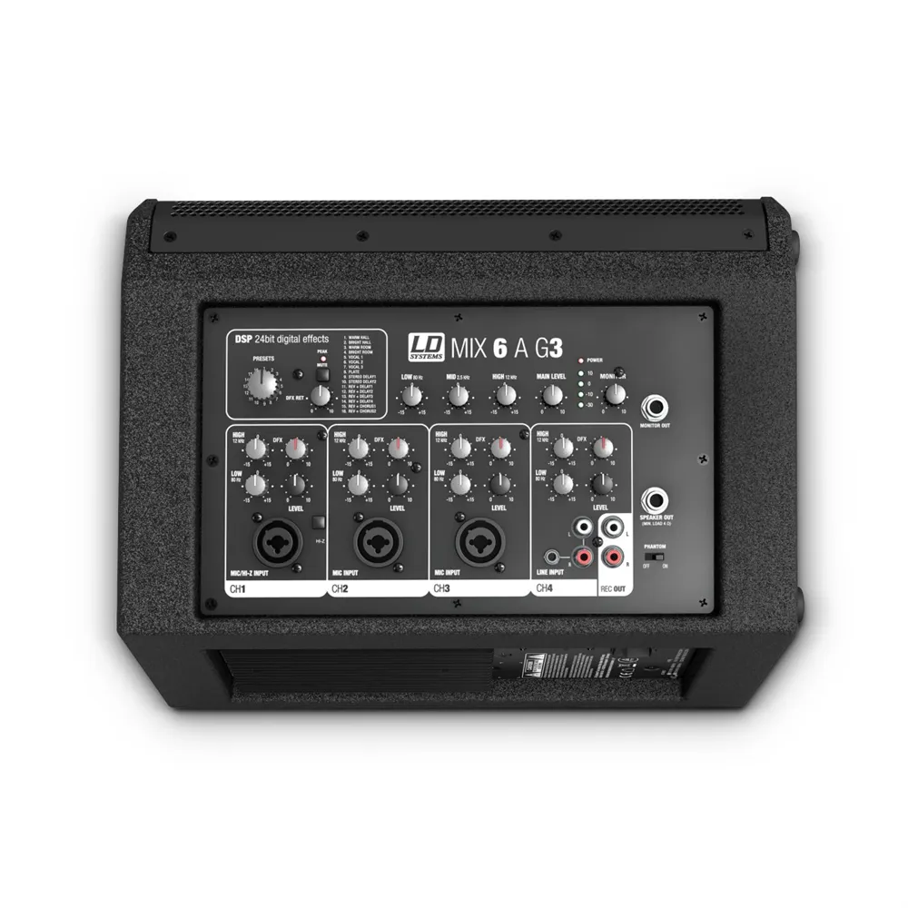 LD Systems MIX 6 A G3 - 2-Weg Aktiv-Lautsprecher mit Integriertem 4-Kanal-Mixer