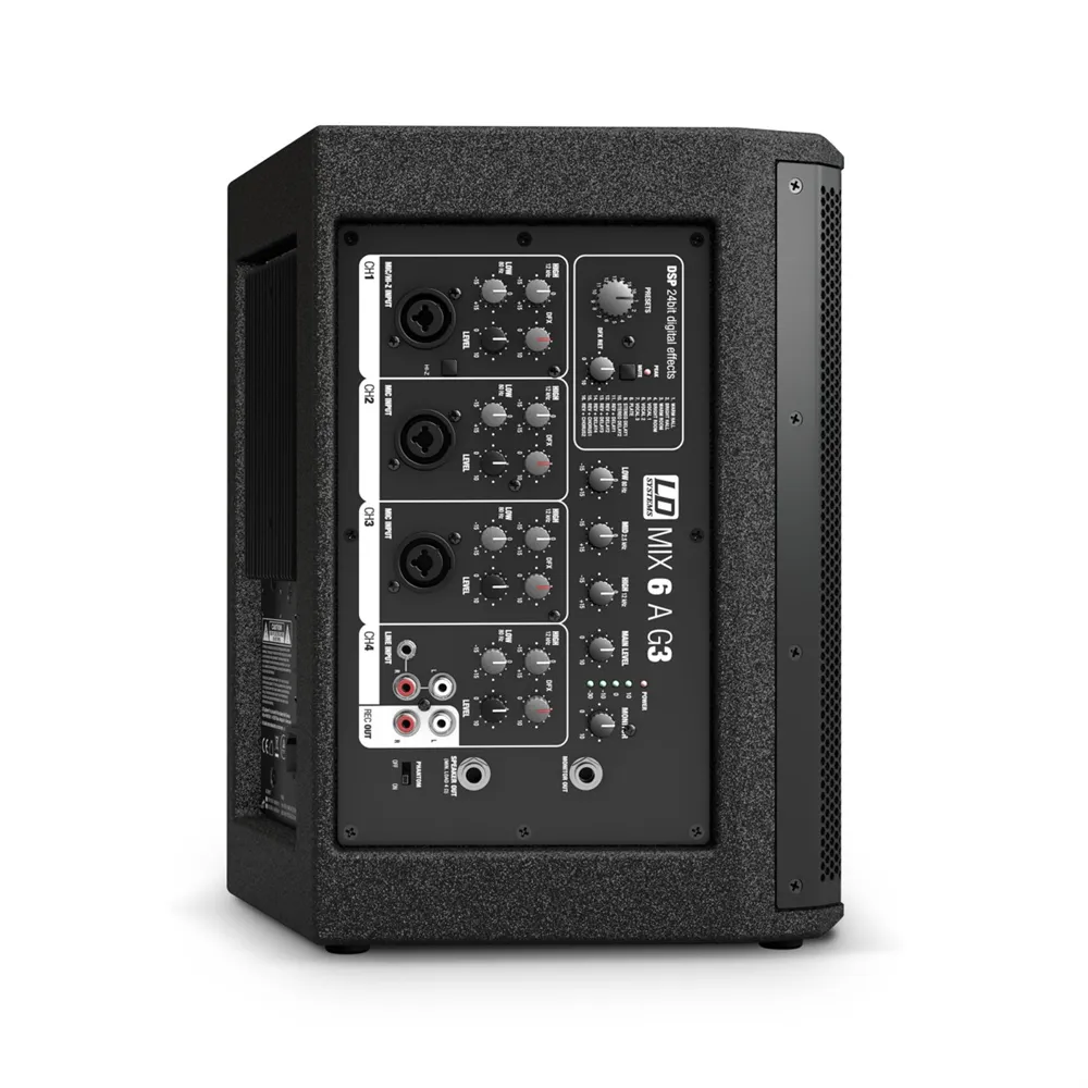 LD Systems MIX 6 A G3 - 2-Weg Aktiv-Lautsprecher mit Integriertem 4-Kanal-Mixer