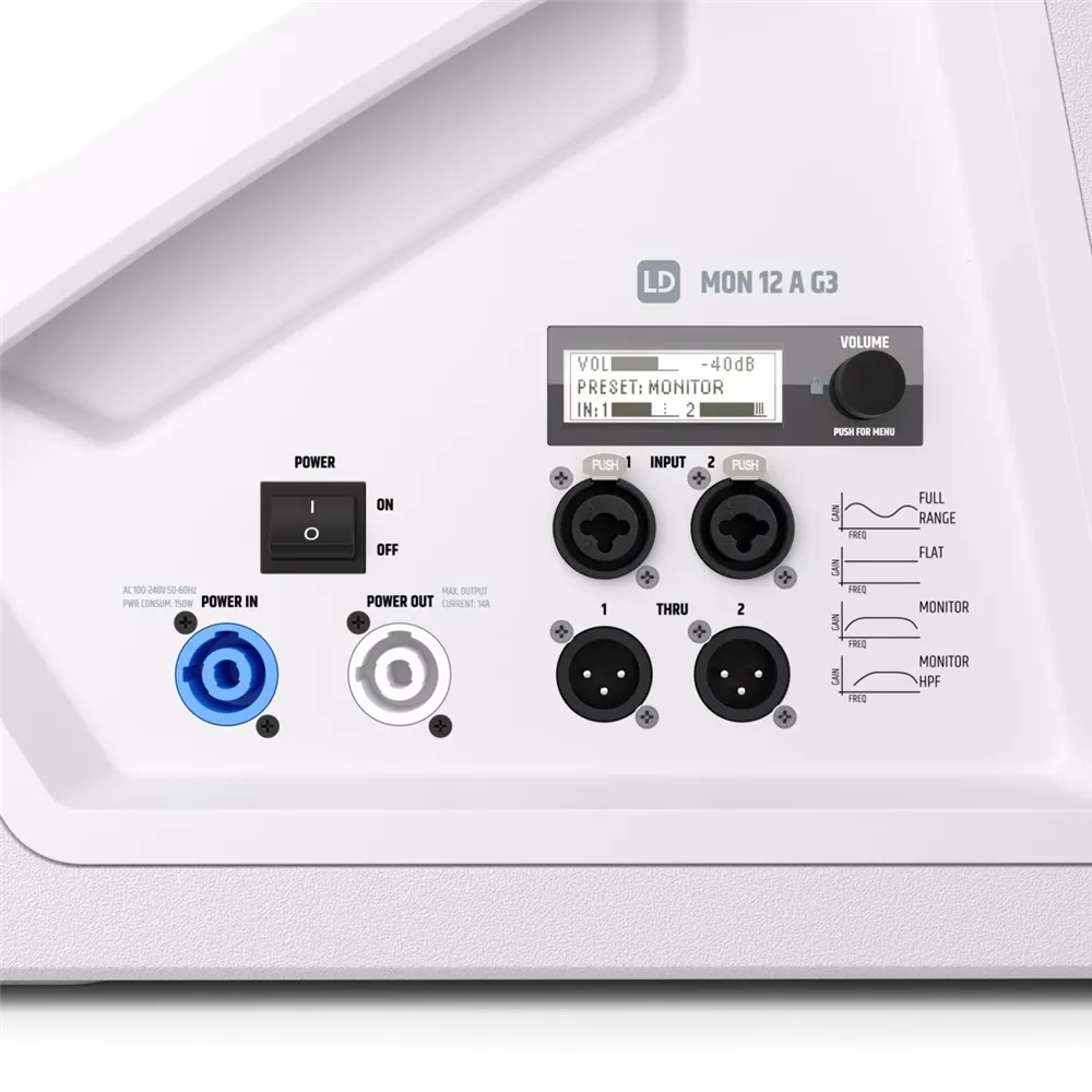 LD Systems MON 12 A G3 W - 12" aktiver koaxialer Bühnenmonitor, weiß
