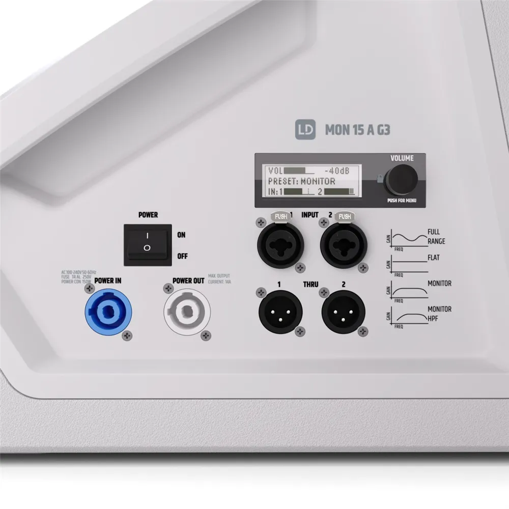 LD Systems MON 15 A G3 W - 15" aktiver koaxialer Bühnenmonitor, weiß