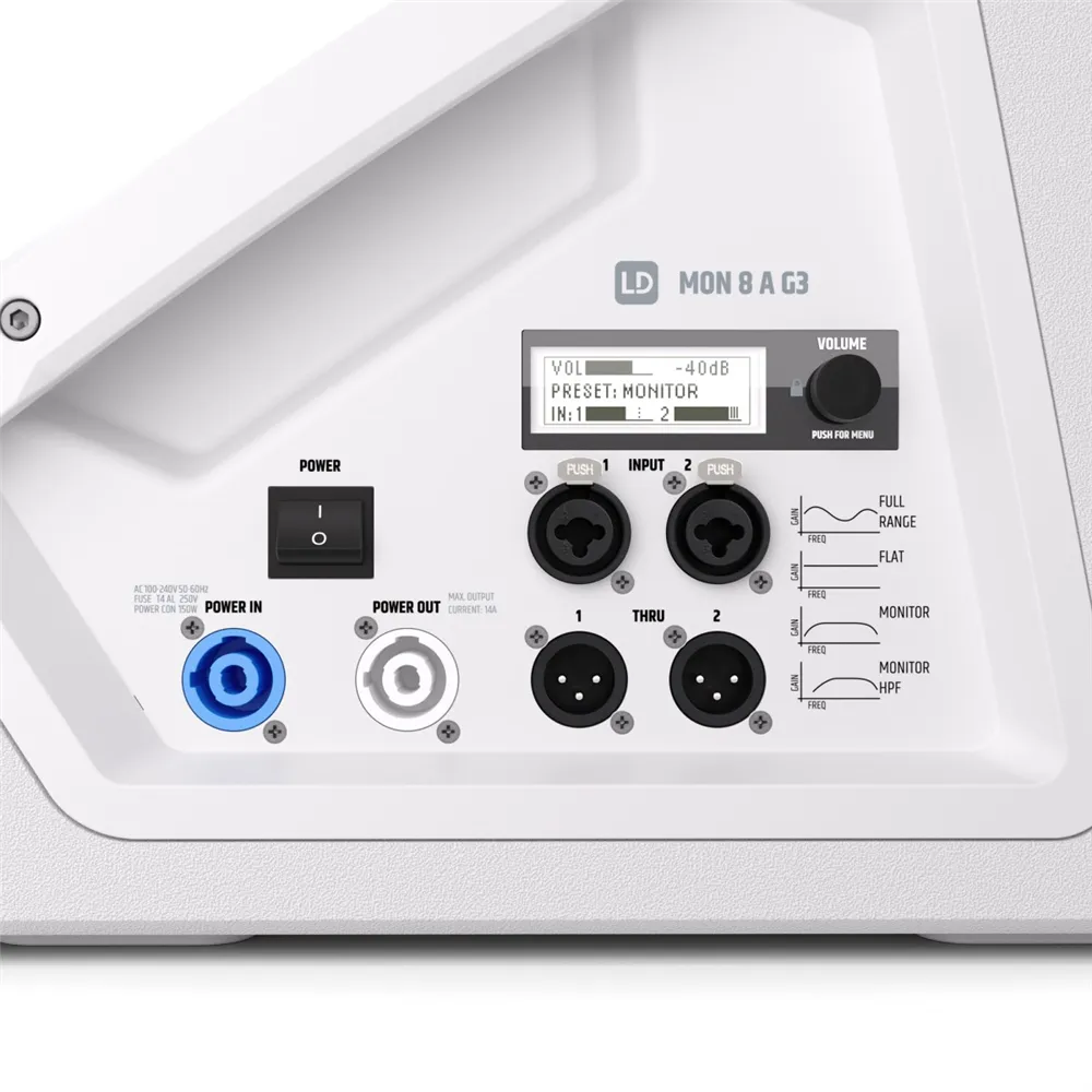 LD Systems MON 8 A G3 W - 8" aktiver koaxialer Bühnenmonitor, weiß