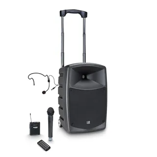 LD Systems ROADBUDDY 10 HBH 2 B5 - Akkubetriebener Bluetooth-Lautsprecher mit Mixer, Funkmikrofon, Bodypack und Headset