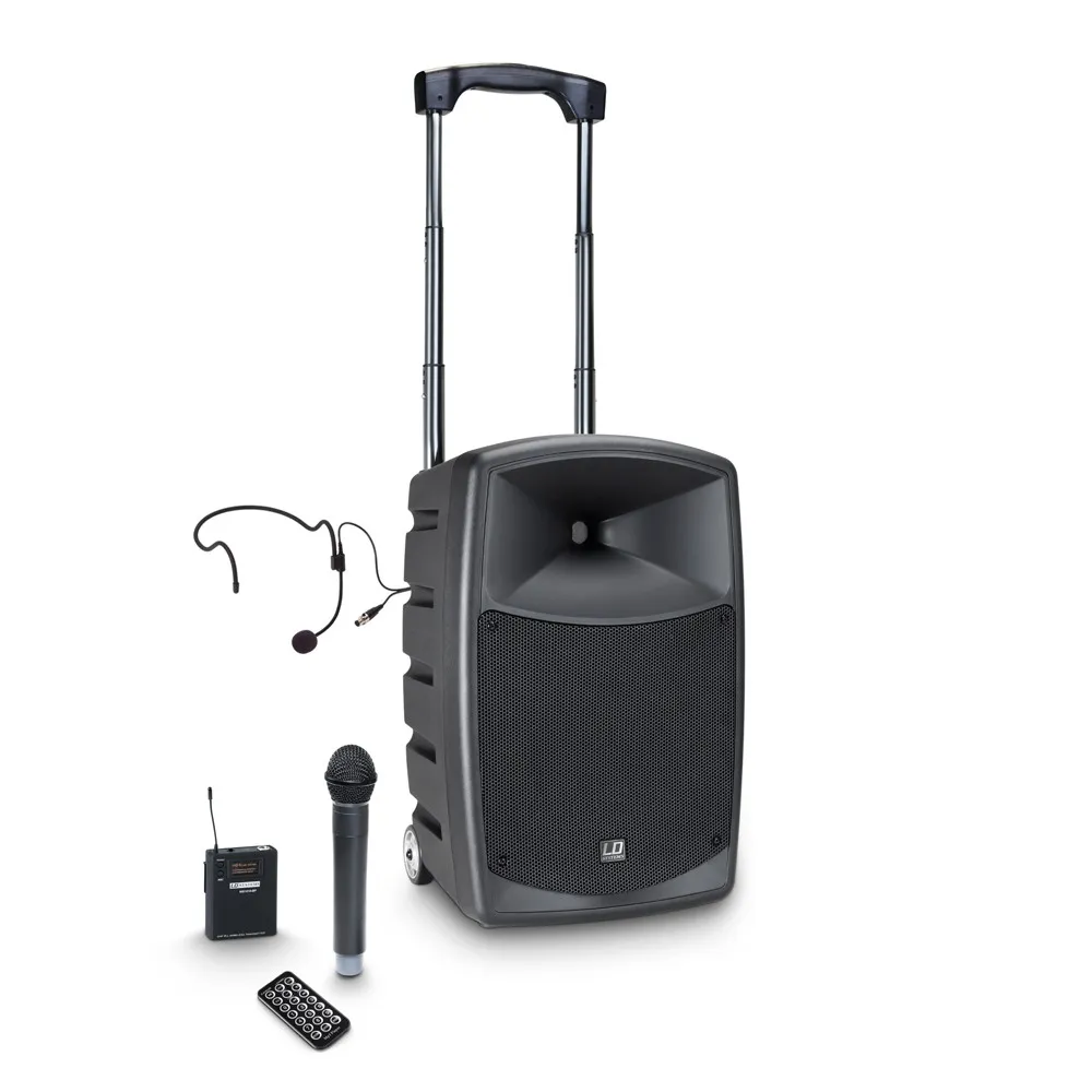 LD Systems ROADBUDDY 10 HBH 2 B6 - Akkubetriebener Bluetooth-Lautsprecher mit Mixer, Funkmikrofon, Bodypack und Headset
