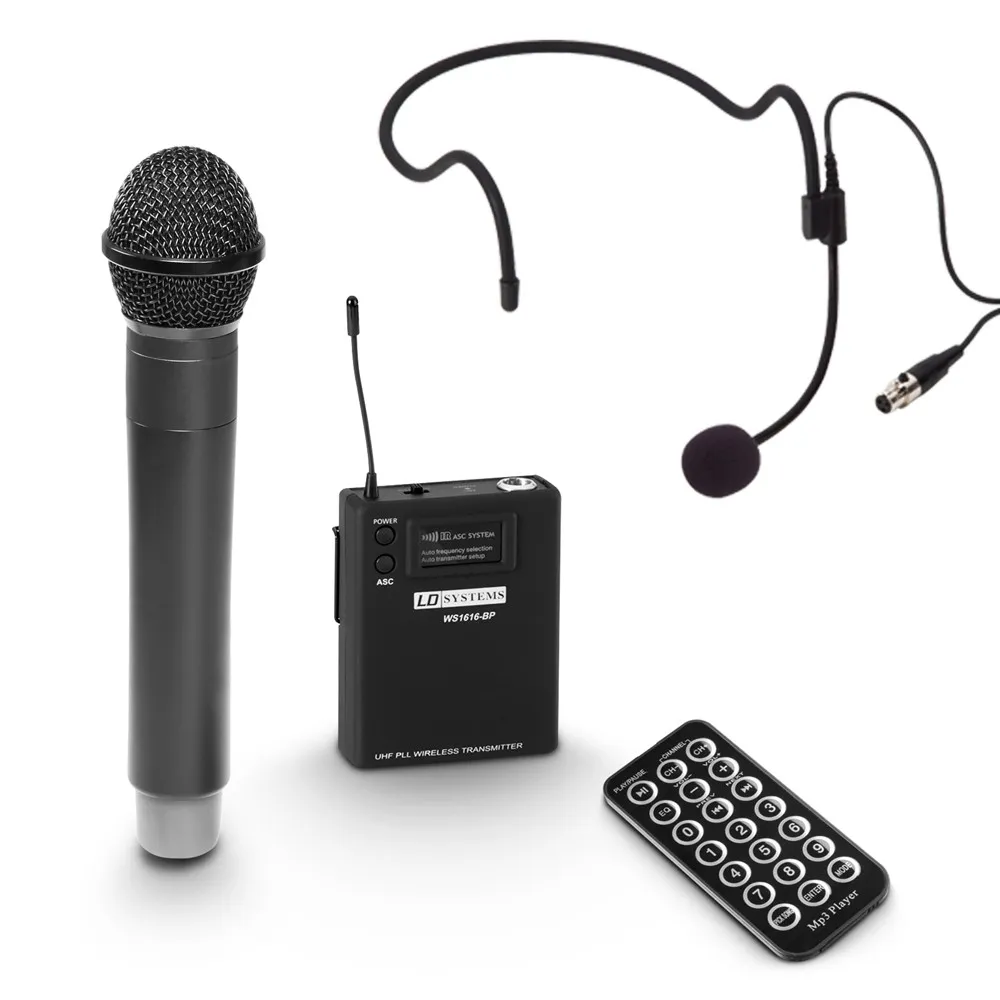 LD Systems ROADBUDDY 10 HBH 2 B6 - Akkubetriebener Bluetooth-Lautsprecher mit Mixer, Funkmikrofon, Bodypack und Headset