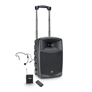 LD Systems ROADBUDDY 10 HS B5 - Akkubetriebener Bluetooth-Lautsprecher mit Mixer, Bodypack und Headset