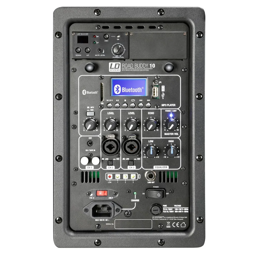 LD Systems ROADBUDDY 10 HS B5 - Akkubetriebener Bluetooth-Lautsprecher mit Mixer, Bodypack und Headset
