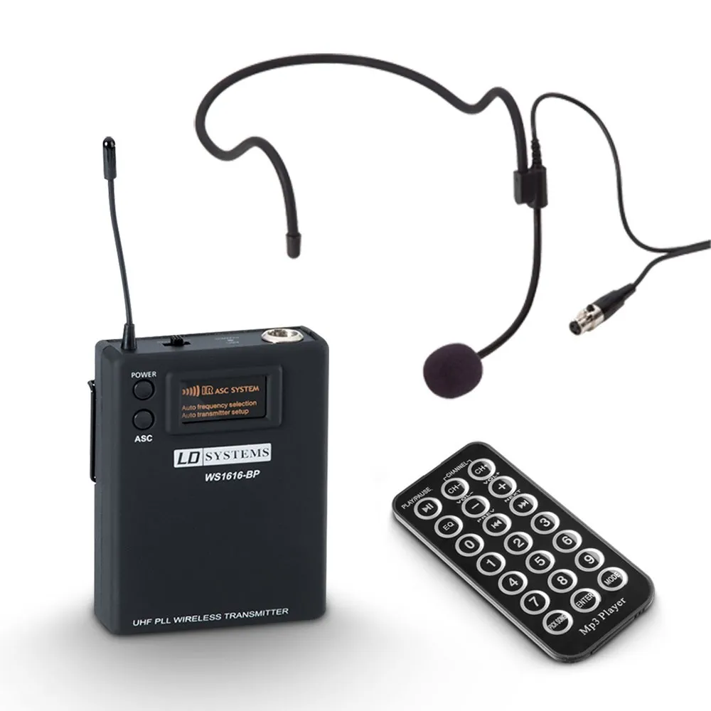 LD Systems ROADBUDDY 10 HS B5 - Akkubetriebener Bluetooth-Lautsprecher mit Mixer, Bodypack und Headset