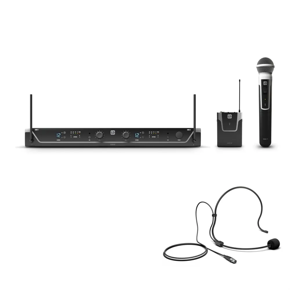 LD Systems U305 HBH 2 - Funkmikrofon System mit Bodypack, Headset und Handmikrofon dynamisch, 584 - 608 MHz
