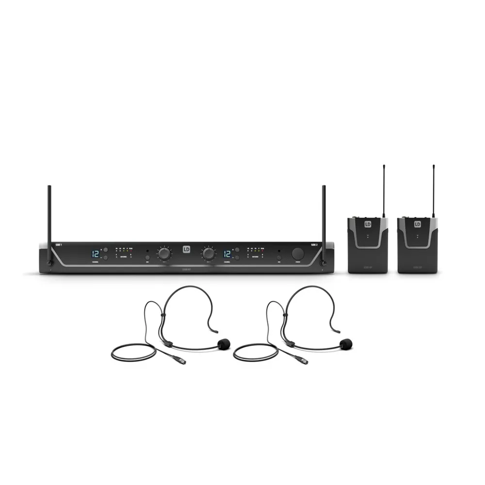LD Systems U306 BPH 2 - Dual - Funkmikrofon System mit 2 x Bodypack und 2 x Headset - 655 -  679 MHz