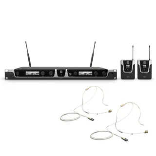 LD Systems U505 BPHH 2 - Funkmikrofon System mit 2 x Bodypack und 2 x Headset beigefarben