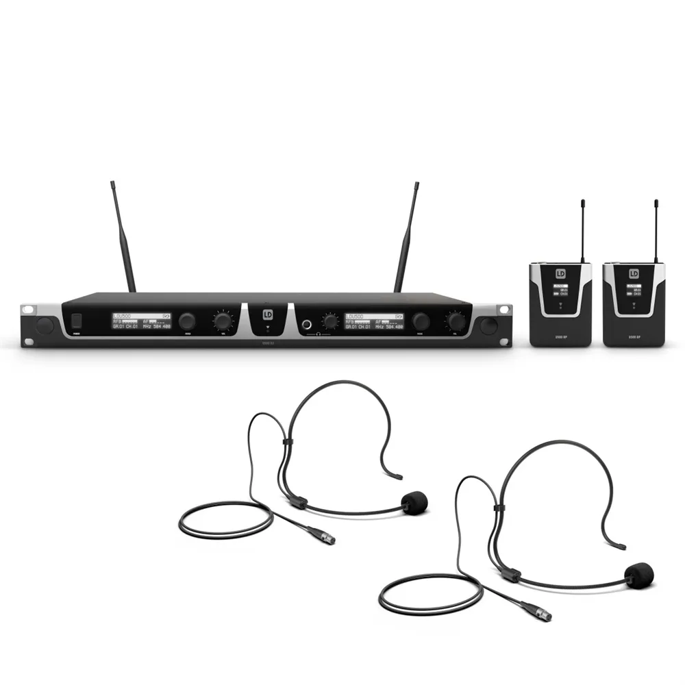 LD Systems U508 BPH 2 - Dual - Funkmikrofon System mit 2 x Bodypack und 2 x Headset - 823 - 832 MHz + 863 - 865 MHz