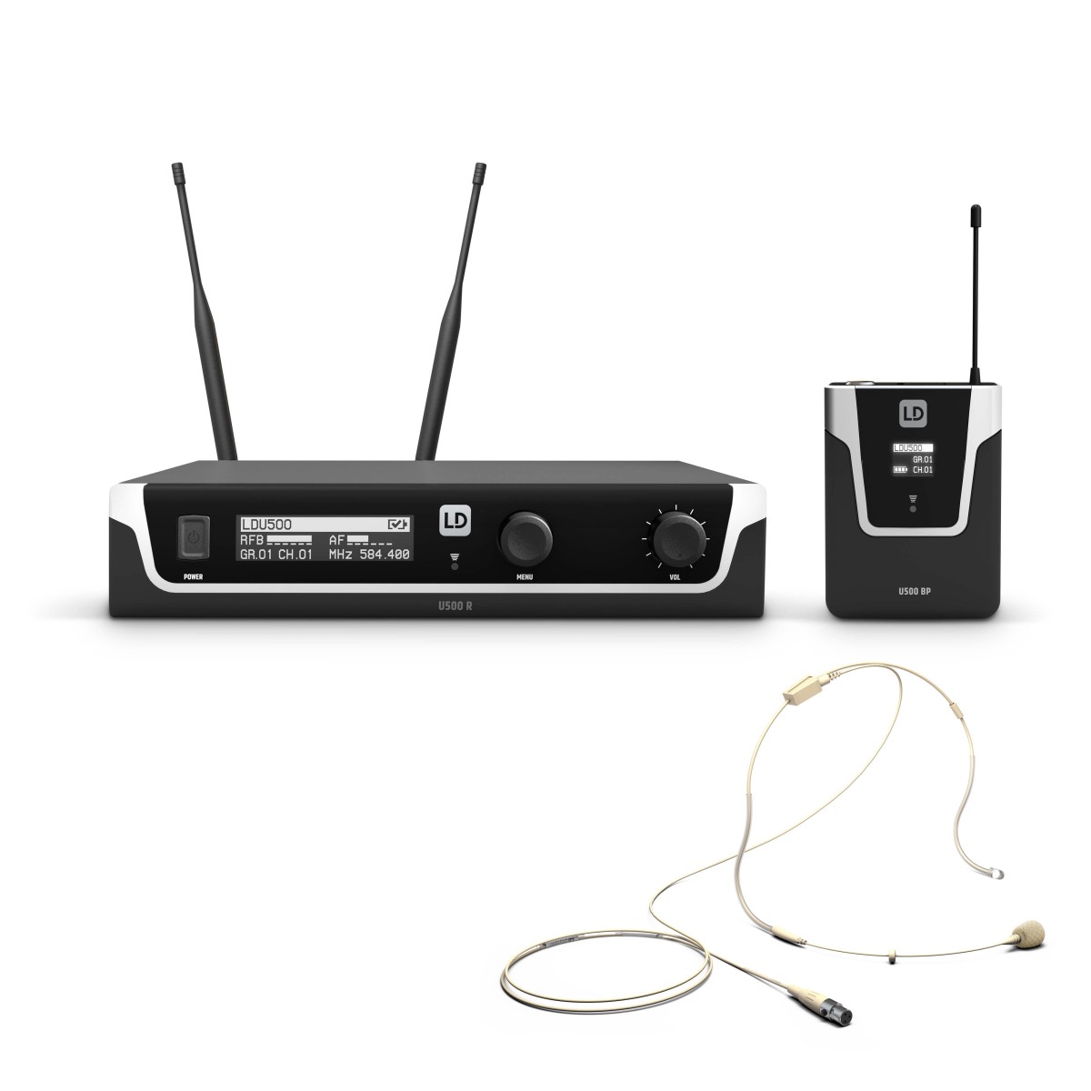 LD Systems U518 BPHH - Funkmikrofon System mit Bodypack und Headset beigefarben
