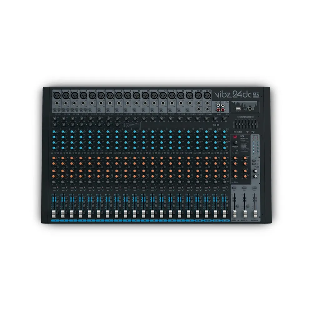 LD Systems VIBZ 24 DC - 24-Kanal Mischpult mit DFX und Kompressor