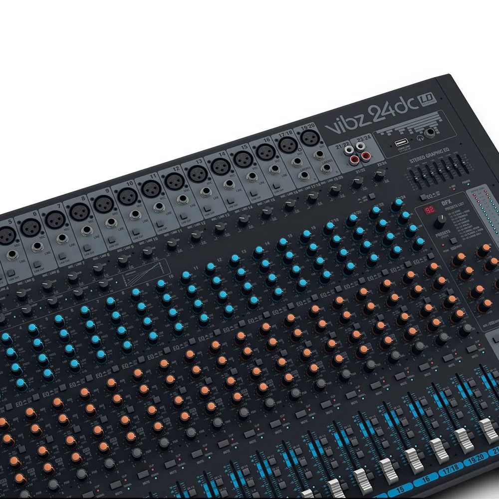 LD Systems VIBZ 24 DC - 24-Kanal Mischpult mit DFX und Kompressor