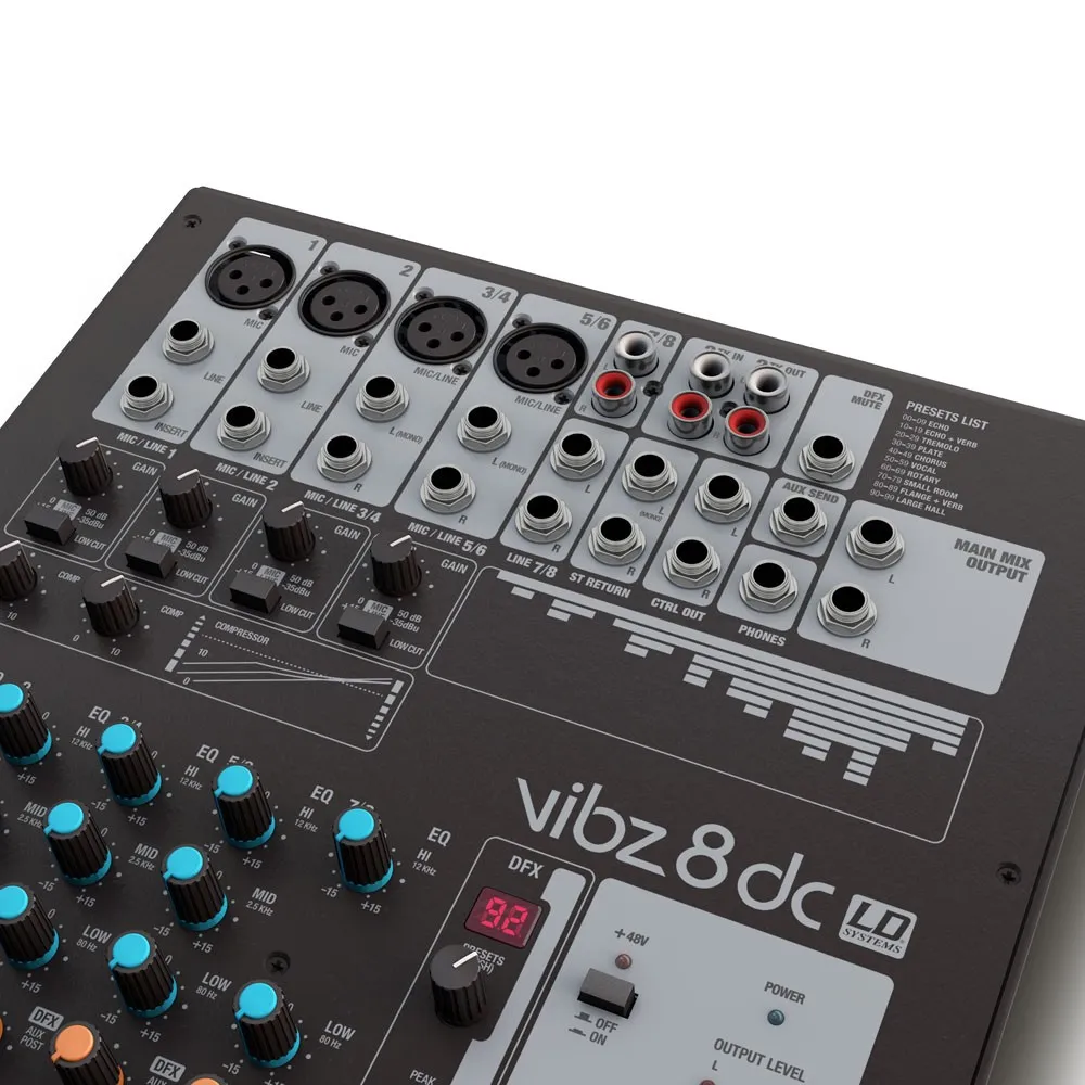 LD Systems VIBZ 8 DC - 8-Kanal Mischpult mit DFX und Kompressor