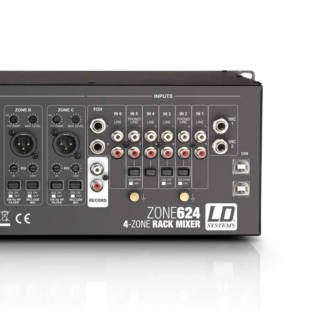 LD Systems ZONE 624 - 19" 4-Zonen Mixer 3HE